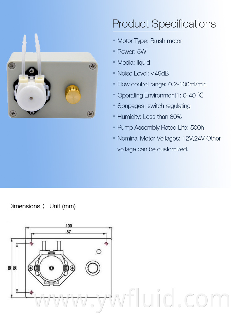 Micro Adjustable lab micro water circulating pump mini peristaltic pump 12V-YW03